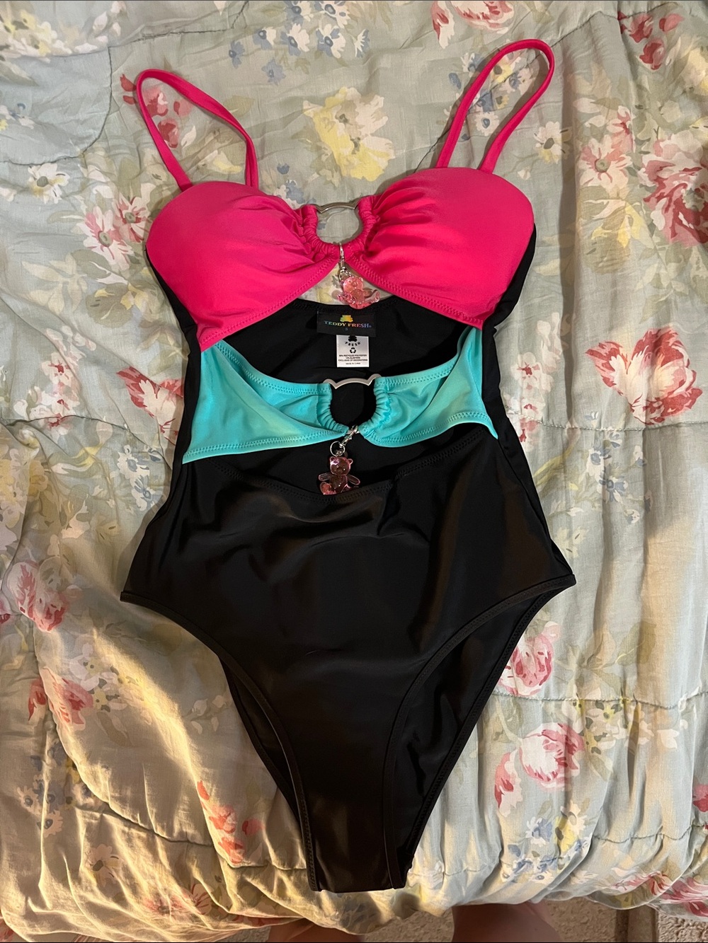 Pink & Aqua Kids One-Piece Swimsuit by teddy fresh